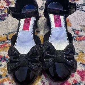 Rachel Shoes Black Patent Dress Shoes with Bow